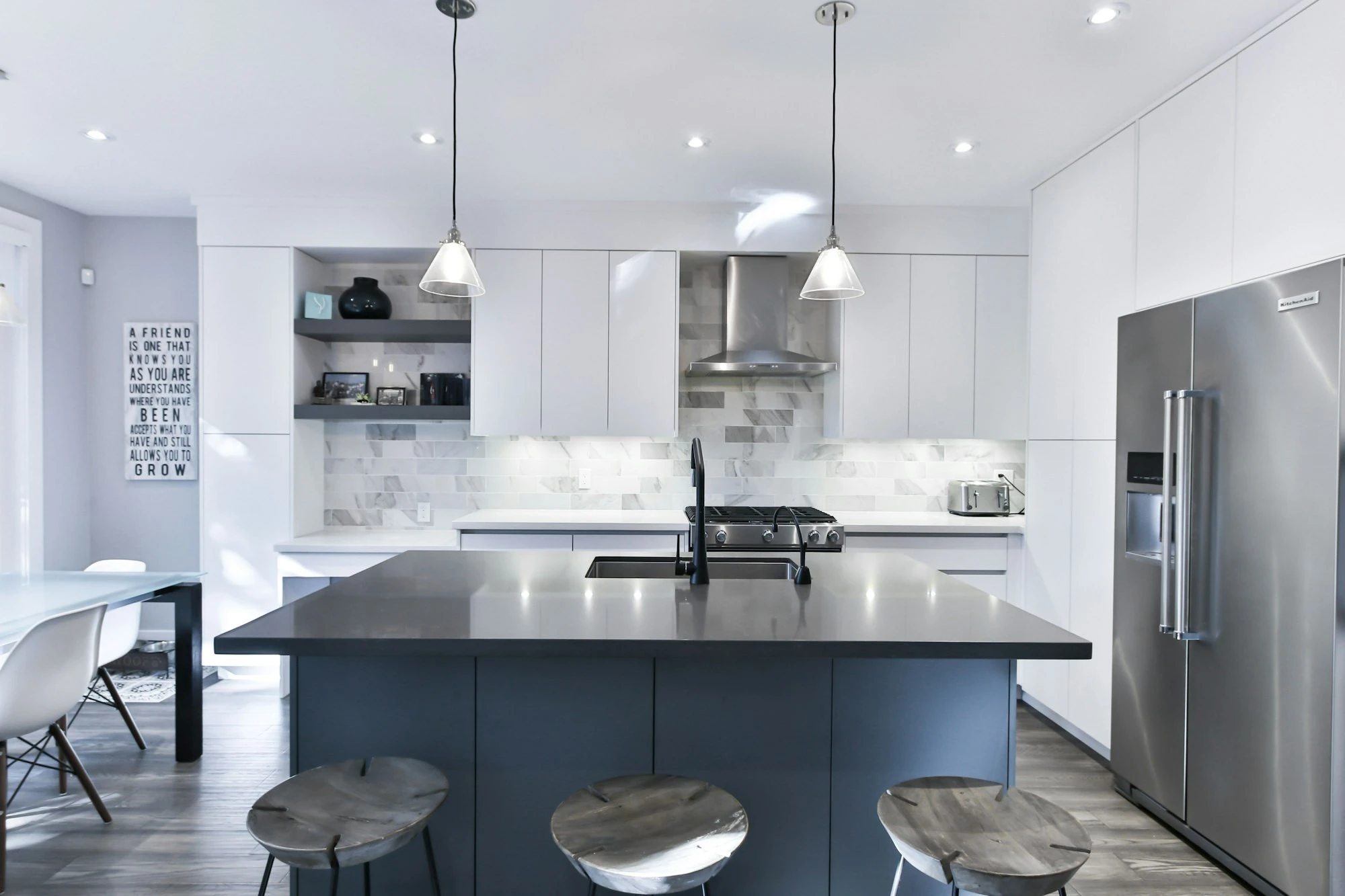 Remodeled kitchen with a center island in a Lakeland home