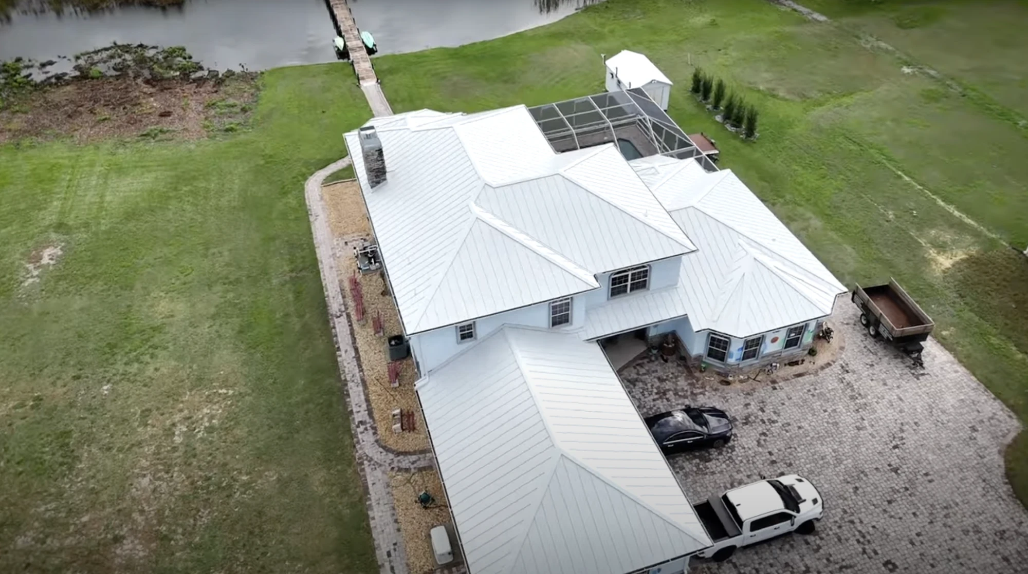 Image: Lens Roofing - Aerial Photo of Completed Metal Roof