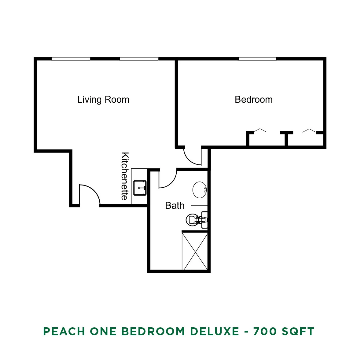 item FLOOR PLANS Peach One Bedroom Floor Plan