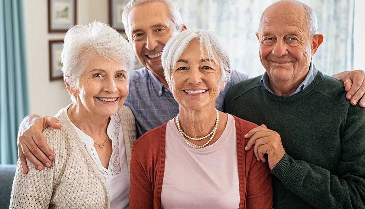 Group of senior friends smiling