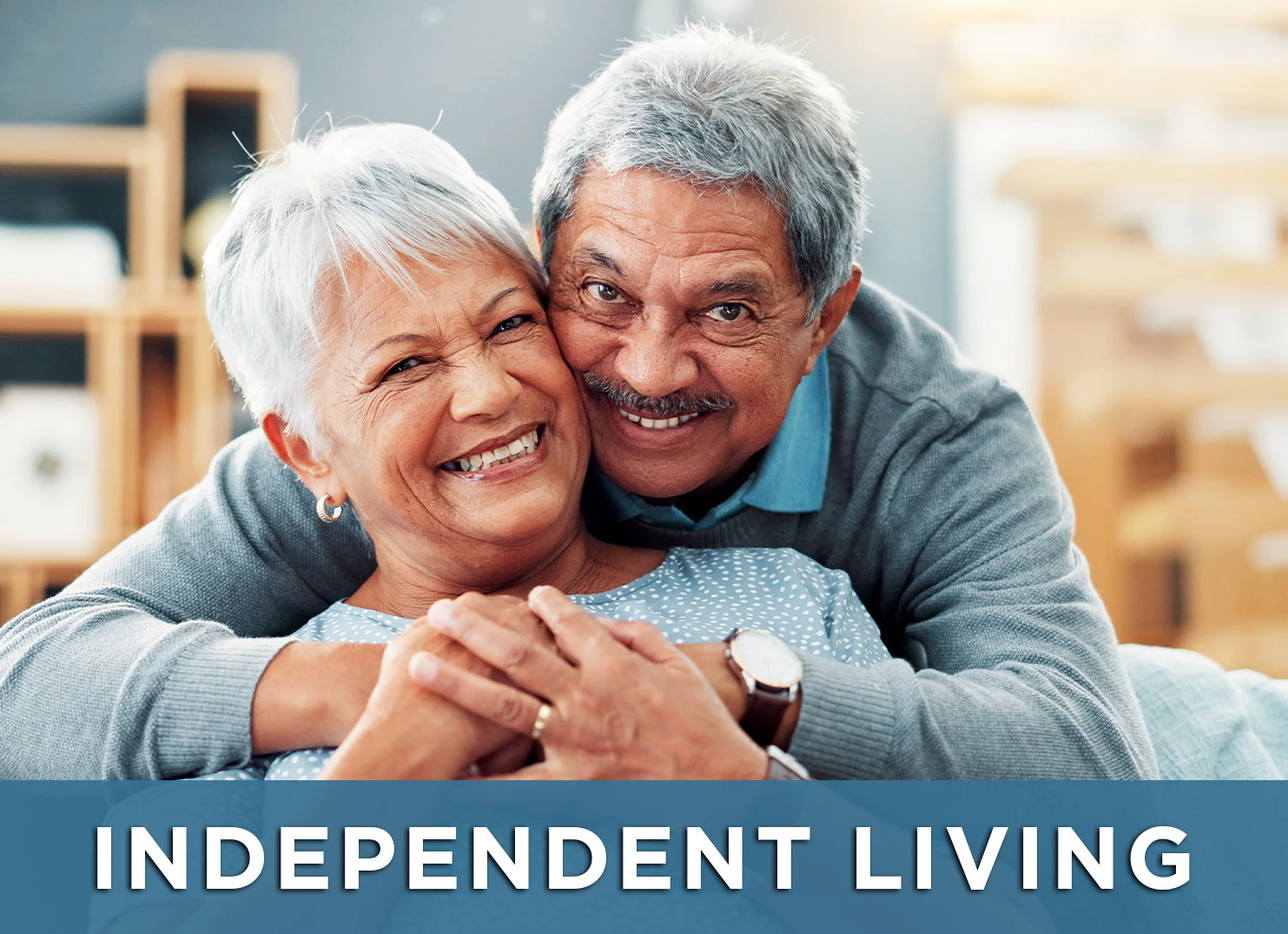 Image of happy couple smiling with a link to the Independent Living page for more information