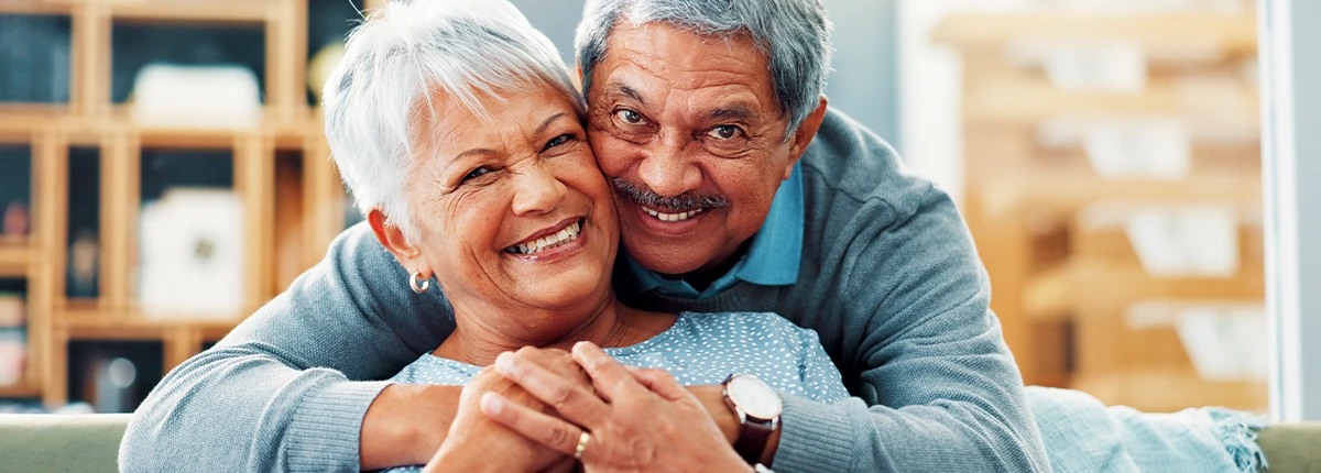 group of friends talking at an assisted living facility