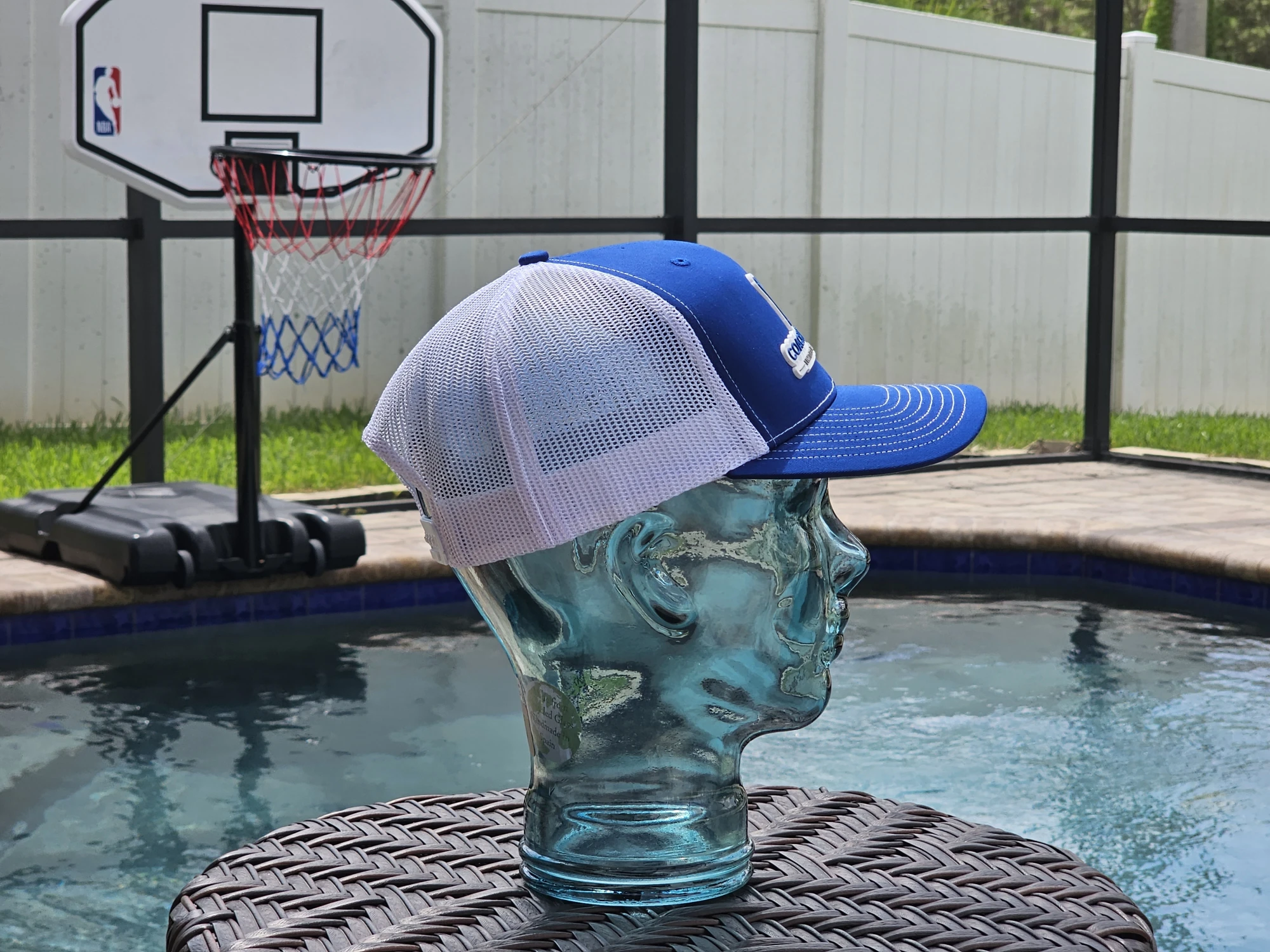 item Hat - Snap Back - Blue Panel with Blue Bill, White Stitching, White Mesh and Snaps cmlpc-hat_snap-bluwhtwht-2
