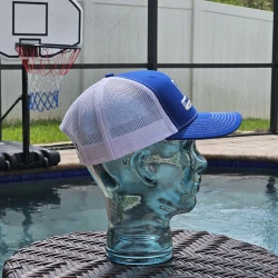 item Hat - Snap Back - Blue Panel with Blue Bill, White Stitching, White Mesh and Snaps cmlpc-hat_snap-bluwhtwht-2
