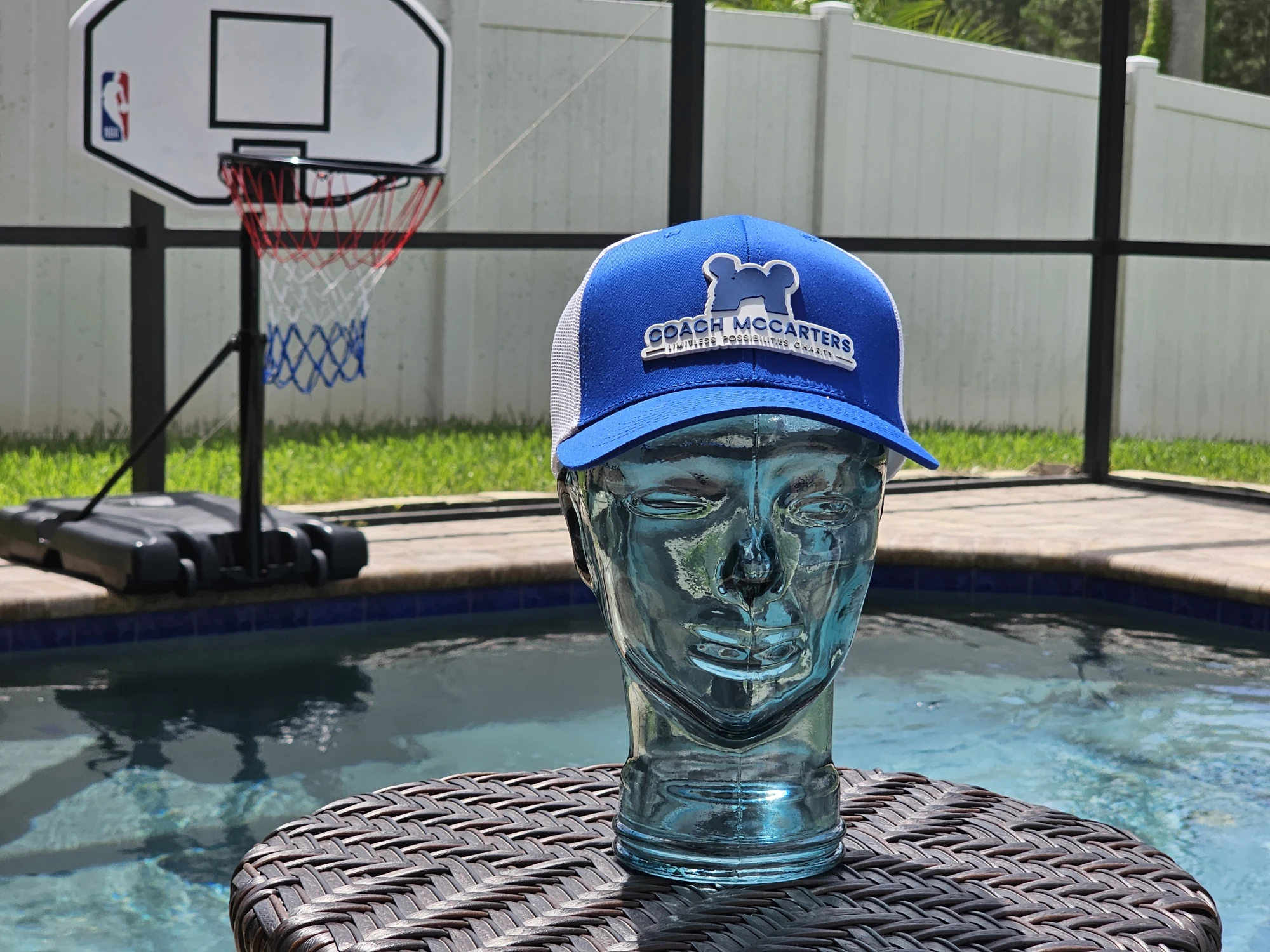 products Hat - Snap Back - Blue Panel with Blue Bill, Blue Stitching, White Mesh, Blue Snaps