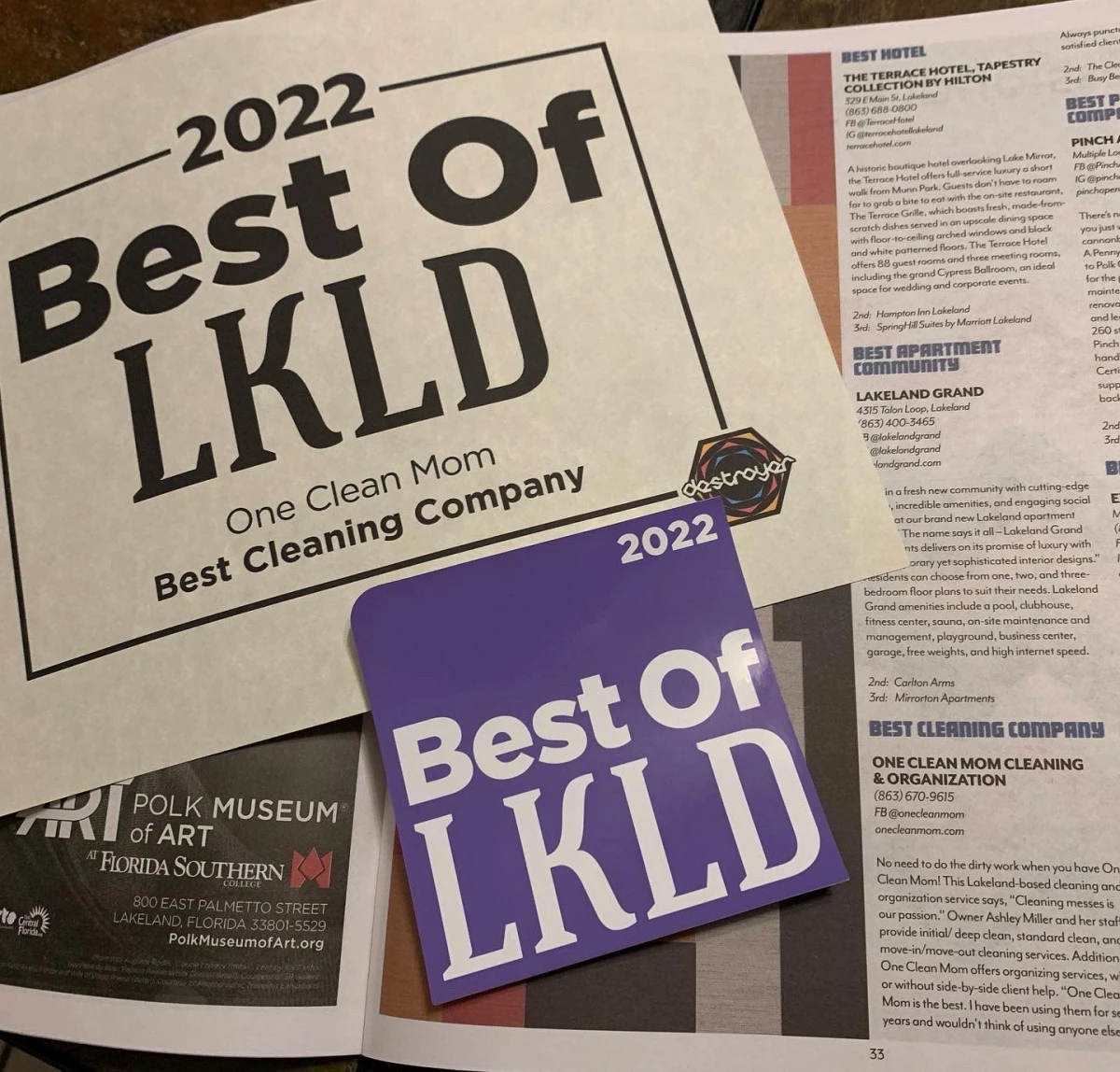 image: One Clean Mom wins best of lakeland 2022-2025