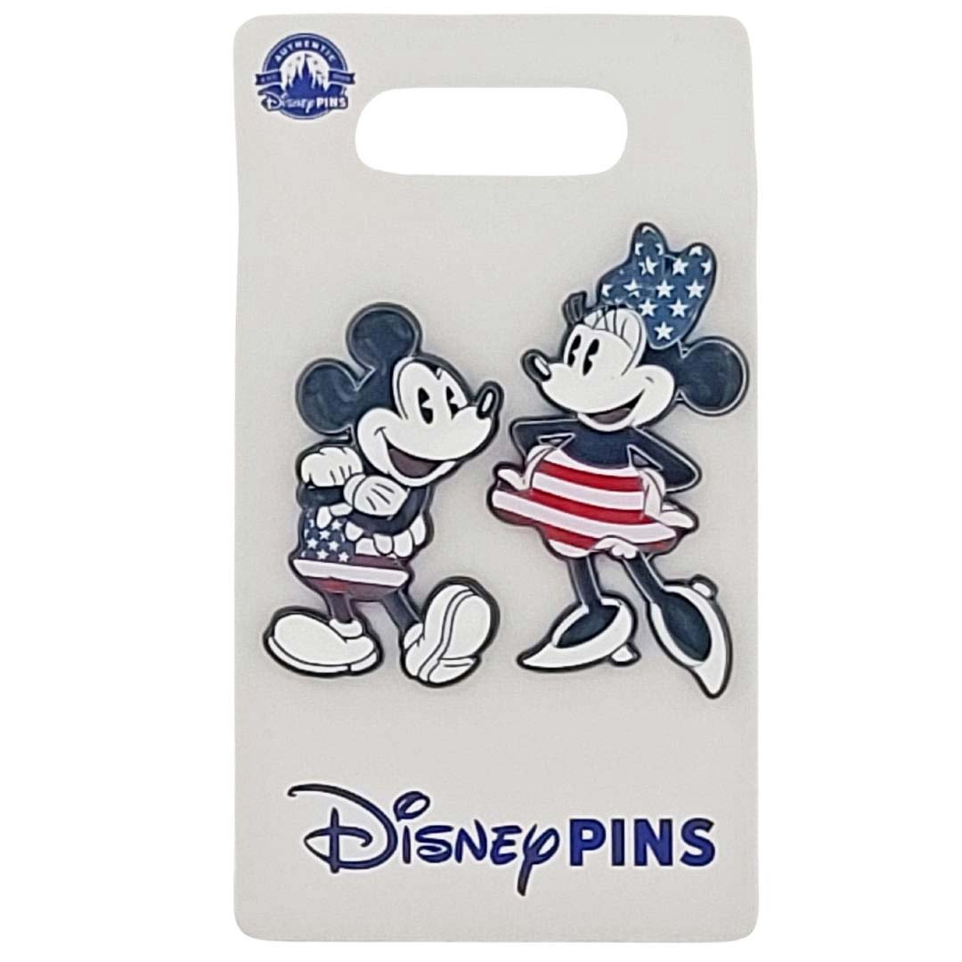 products Disney Pin - Mickey, Minnie Mouse Set - Patriotic USA Flag - Standing