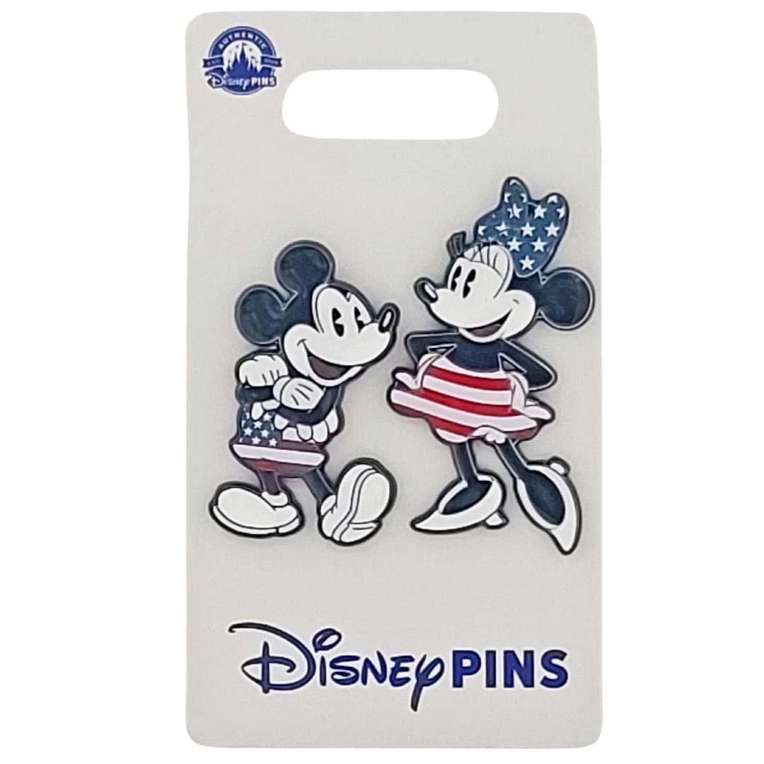 item Disney Pin - Mickey, Minnie Mouse Set - Patriotic USA Flag - Standing 104149aml1