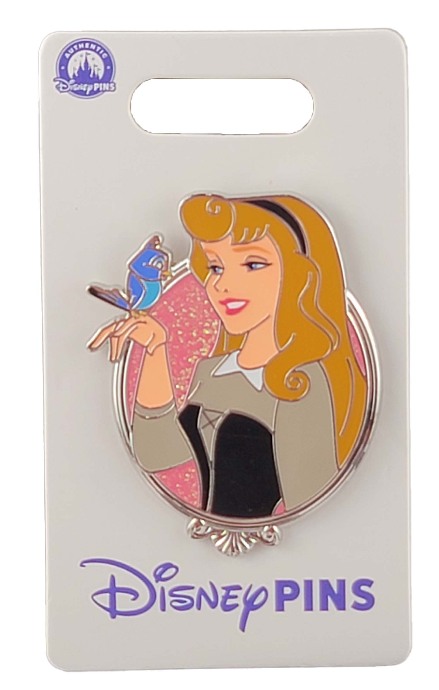 products Disney Pin - Princess Glitter Portrait Series - Sleeping Beauty - Briar Rose w/ Bluebird - Aurora