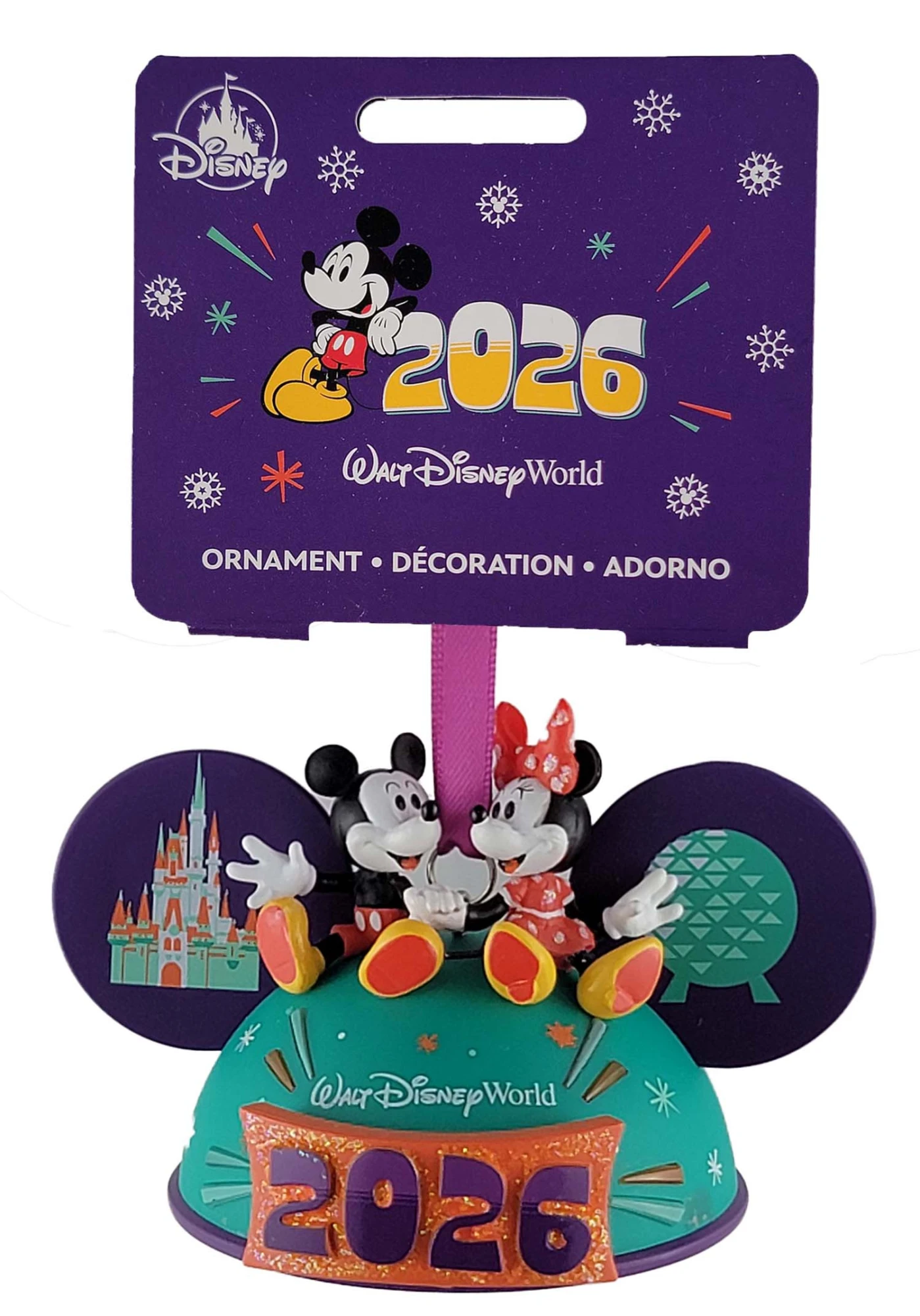 products Disney Parks Ear Hat Ornament - 2026 Walt Disney World - Mickey and Minnie Mouse - Light Up