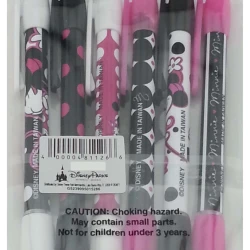 item Disney Parks - Pink & Black Minnie Mouse Designs - Ink Pen Set of 6 81126 Minnie Fashion Pen a