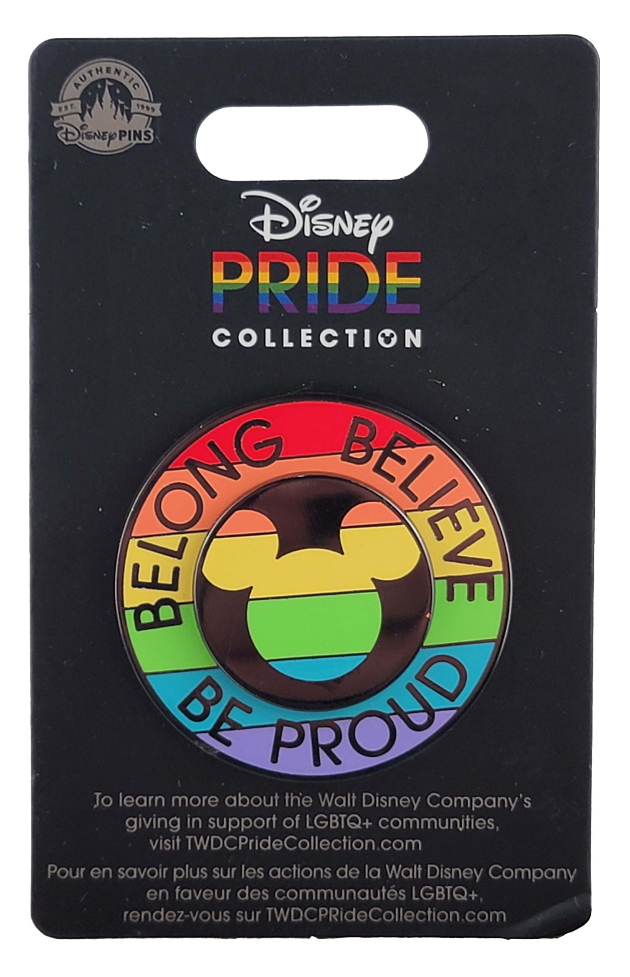 products Disney Pin - Belong, Believe and Be Proud - Rainbow