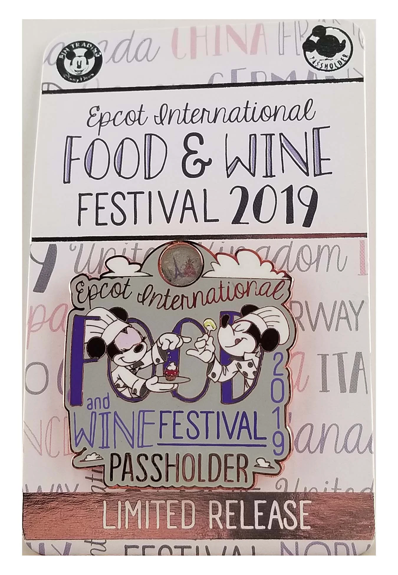 item Disney Pin - Mickey & Minnie Mouse - Epcot Food & Wine Festival 2019 Logo - Passholder 137184 3