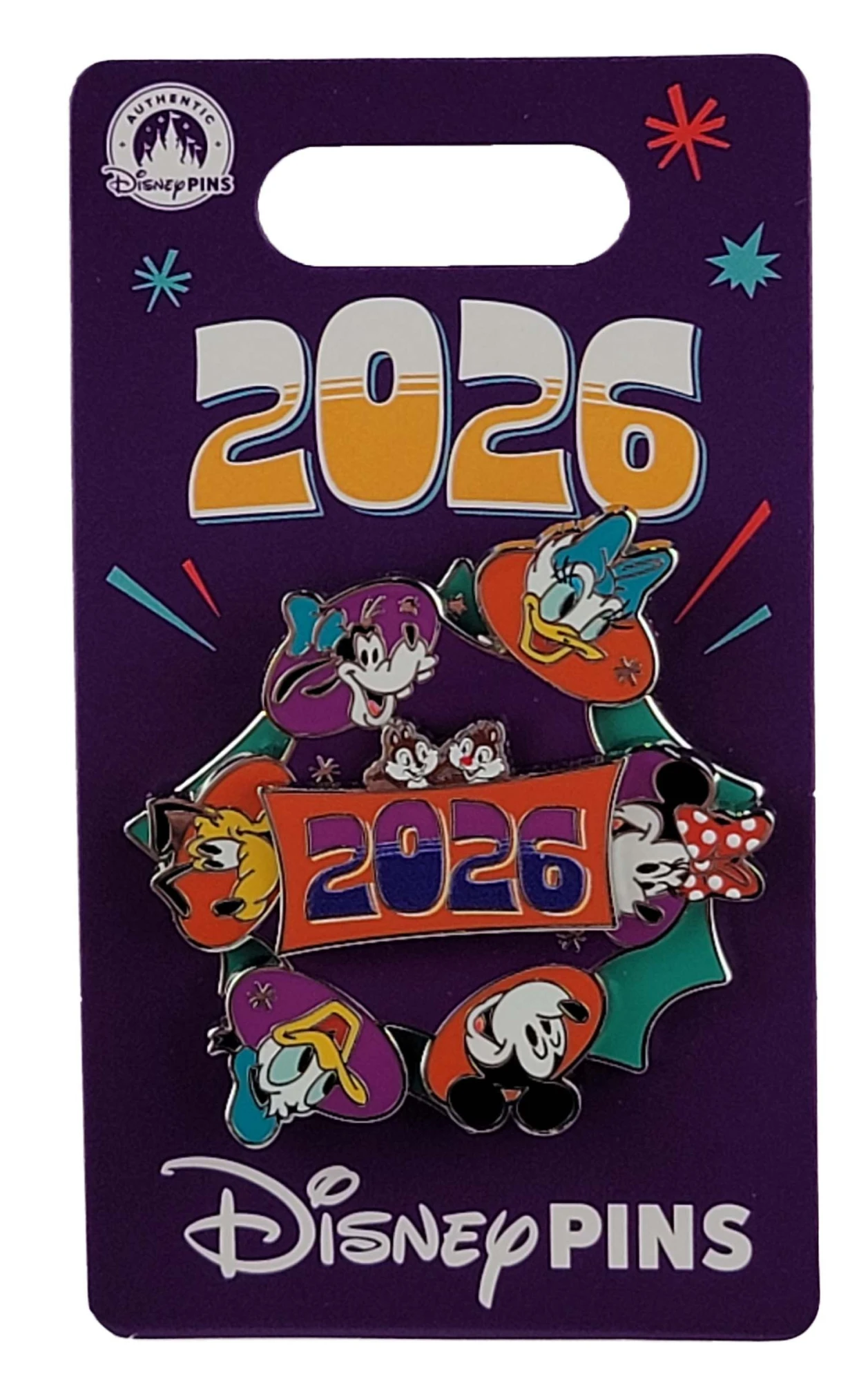 item Disney Pin - Dated 2026 - Mickey Mouse and Friends - Minnie, Donald, Daisy, Goofy and Pluto - Spinner 181102b.webp