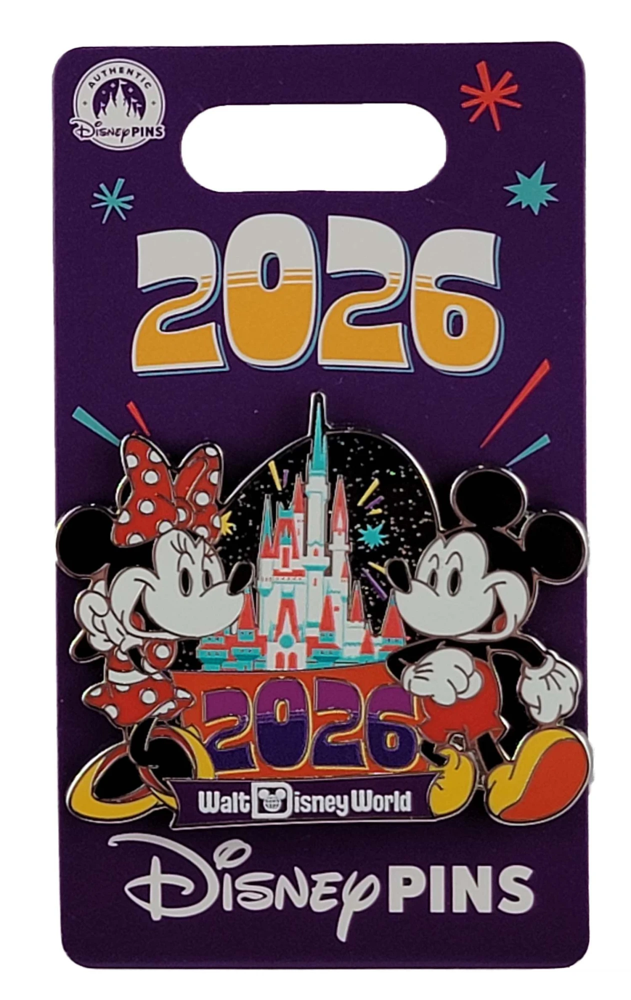 products Disney Pin - Dated 2026 - Walt Disney World - Mickey and Minnie Mouse - Cinderella Castle Fireworks