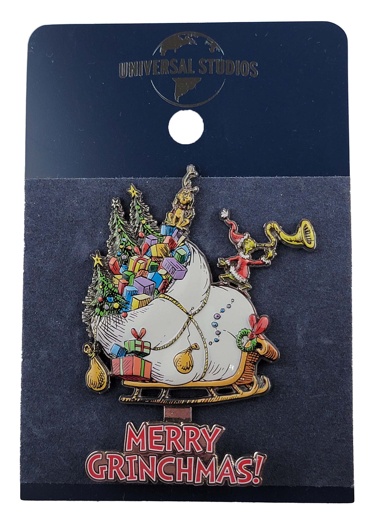 products Universal Studios - Dr. Seuss - How the Grinch Stole Christmas - Merry Grinchmas - Grinch with Sleigh - Large with Hinge
