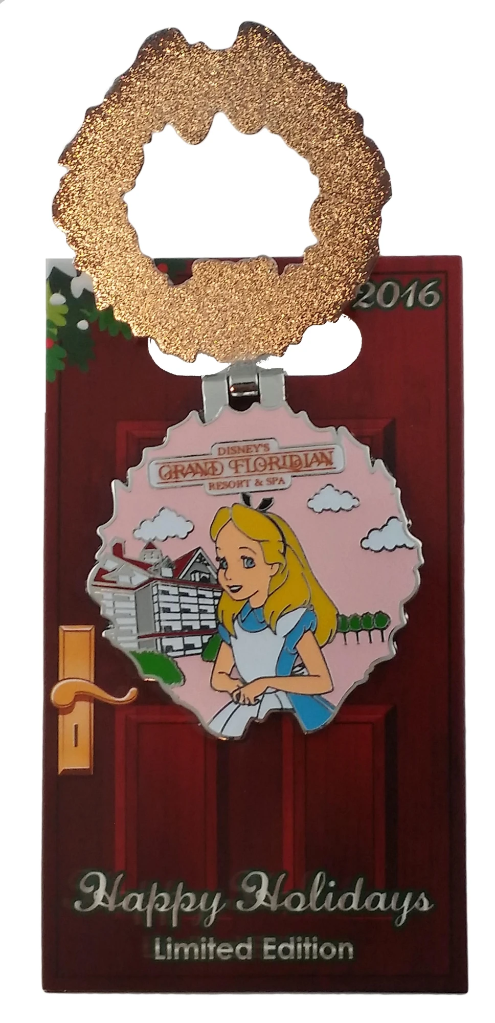 item Disney Pin - Happy Holidays 2016 Wreaths Resort - Grand Floridian - Alice 118868a