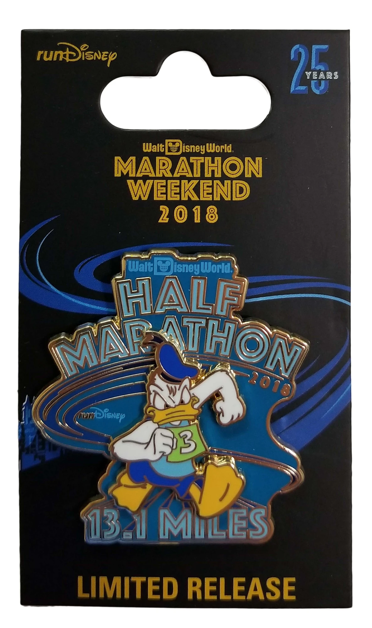 item Disney Pin - Marathon Weekend 2018 - 25th Anniversary - Half Marathon - Donald 126552