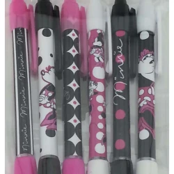 item Disney Parks - Pink & Black Minnie Mouse Designs - Ink Pen Set of 6 81126 Minnie Fashion Pen