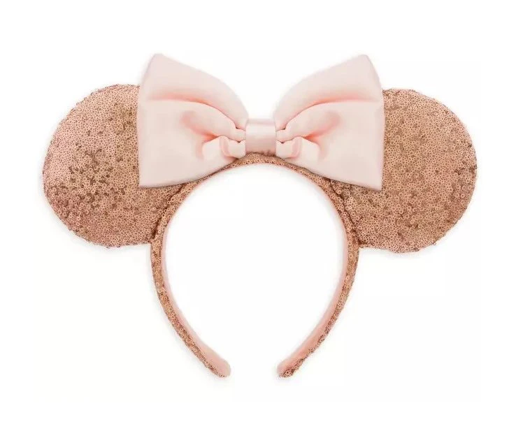 item Disney Parks - Minnie Mouse Ears Headband - Sequin Rose Gold & Pink Bow Sequin Rose Gold & Pink Bow
