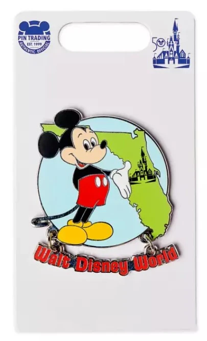 item Disney Pin - Walt Disney World 50th Anniversary - Mickey Mouse Map of Florida 146167