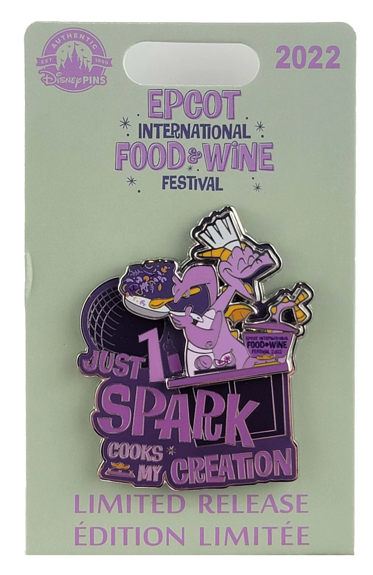 item Disney Pin - EPCOT - 2022 Food and Wine - Just 1 Spark Cooks My Creation - Figment 149163