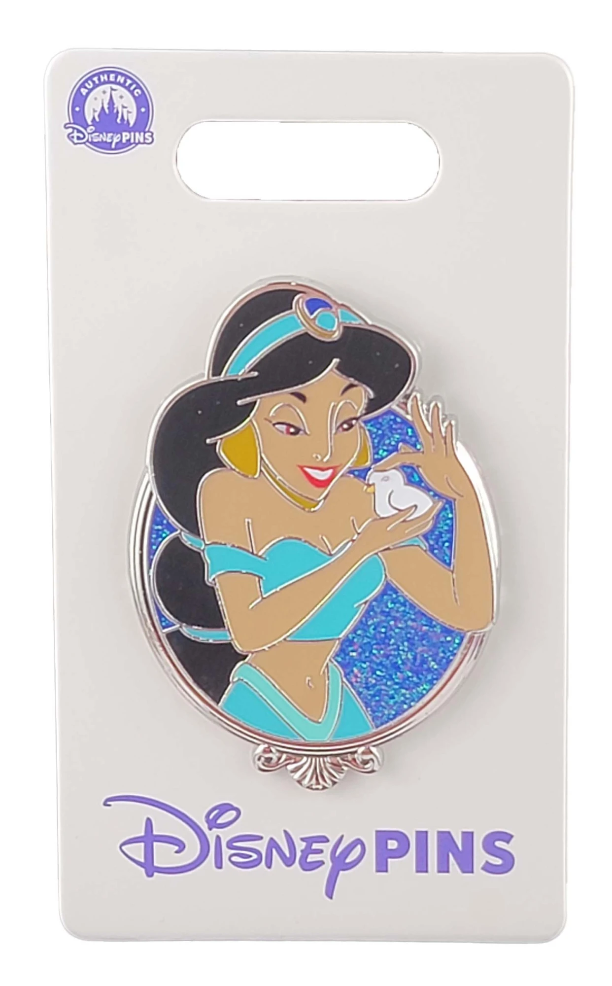 products Disney Pin - Princess Glitter Portrait Series - Aladdin - Jasmine with Bird
