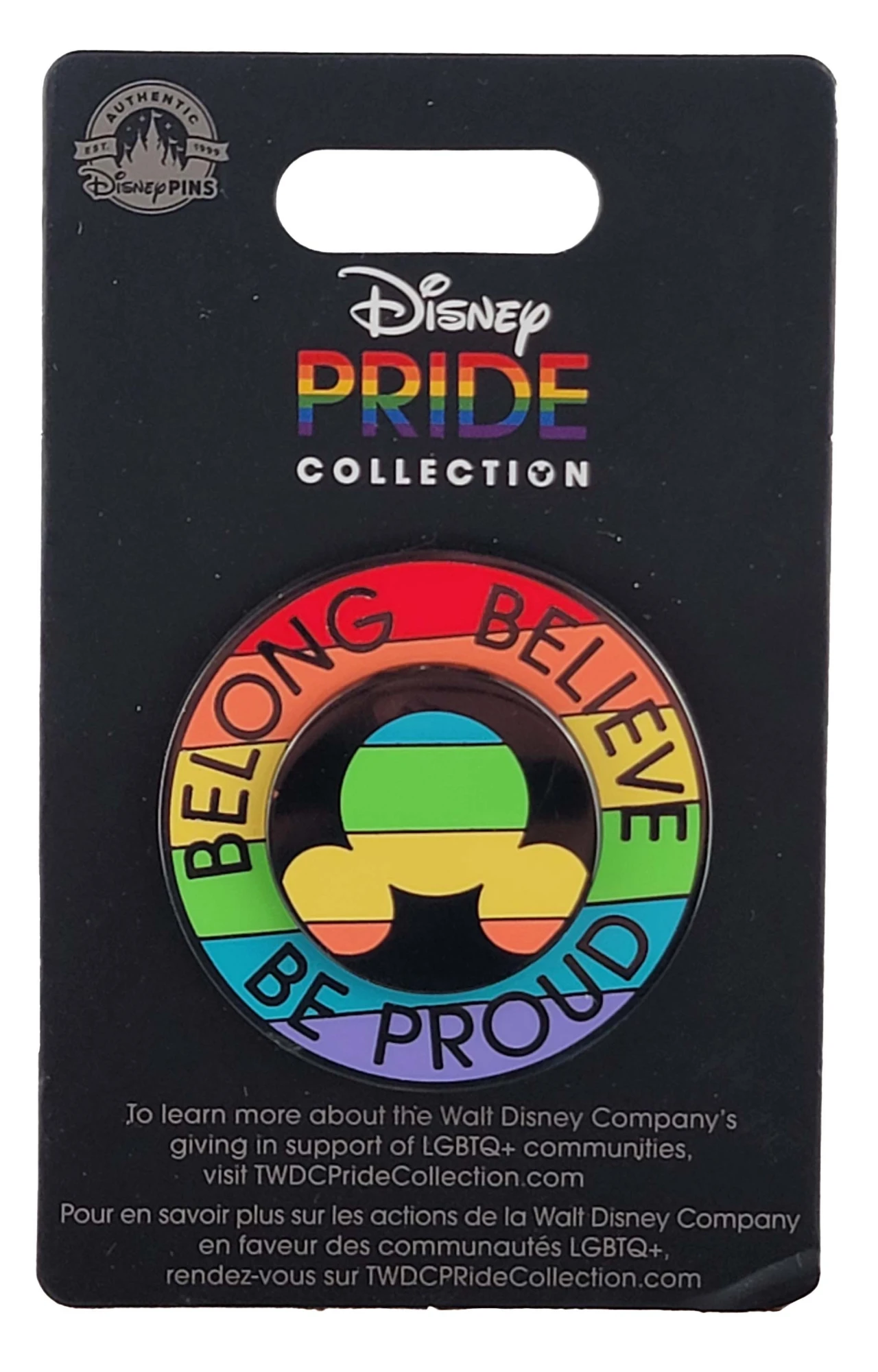 item Disney Pin - Belong, Believe and Be Proud - Rainbow 148091b