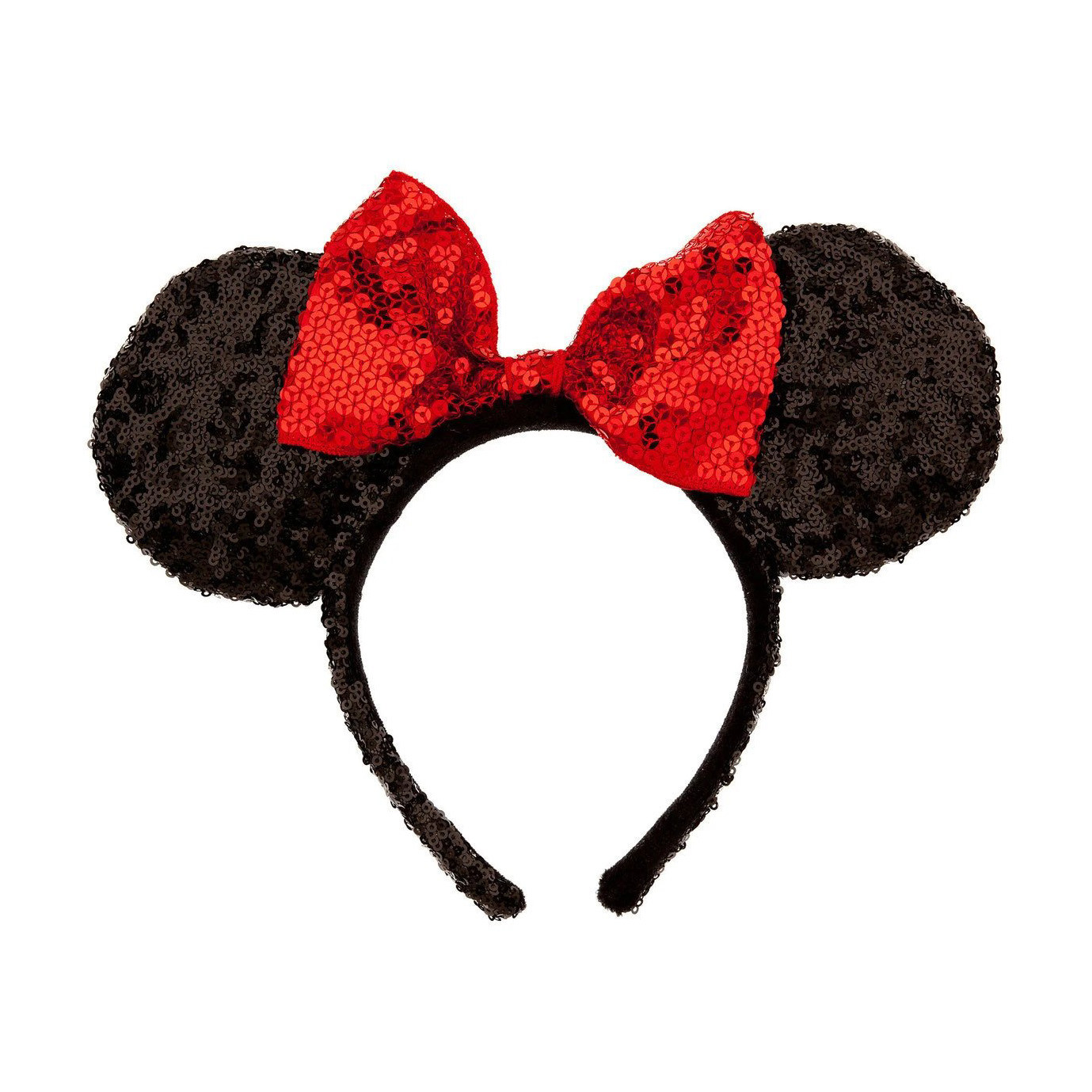 products Disney Parks - Minnie Mouse Ears Headband - Black Sequined Ears - Red Sequined Bow - Original Classic