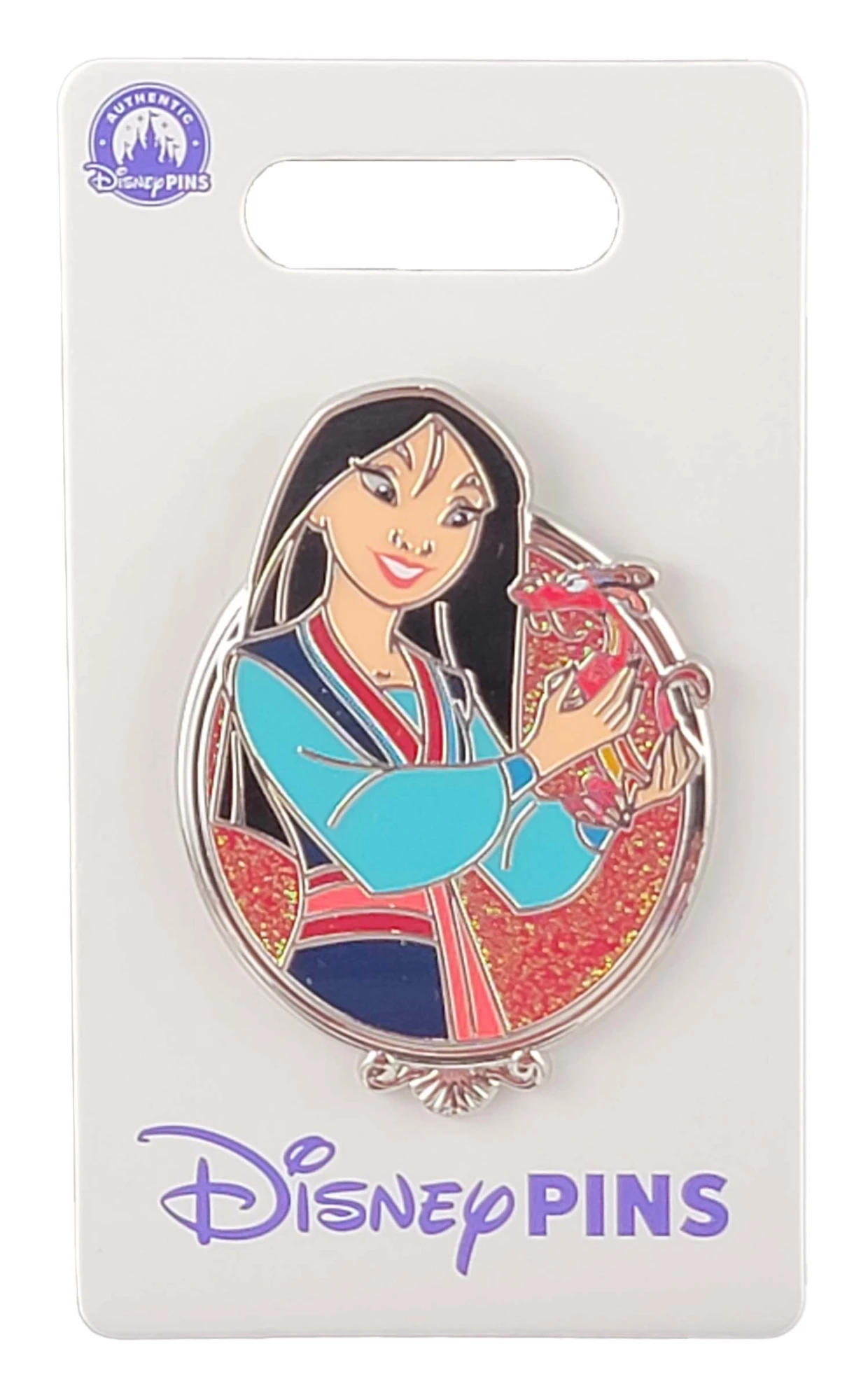 products Disney Pin - Princess Glitter Portrait Series - Mulan with Mushu