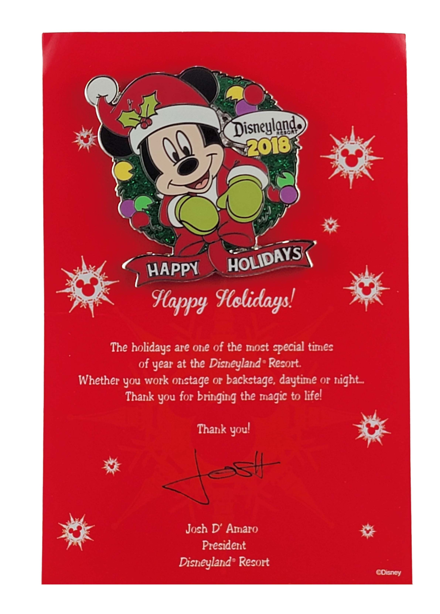 products Disney Pin - Disneyland - DLR - Cast Exclusive - Happy Holidays 2018 - Santa Mickey Mouse