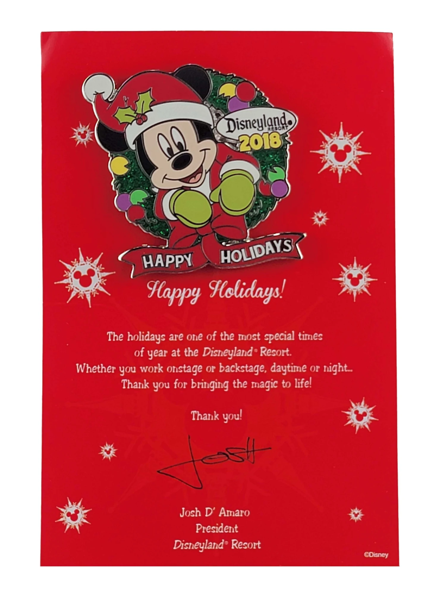 item Disney Pin - Disneyland - DLR - Cast Exclusive - Happy Holidays 2018 - Santa Mickey Mouse 132086