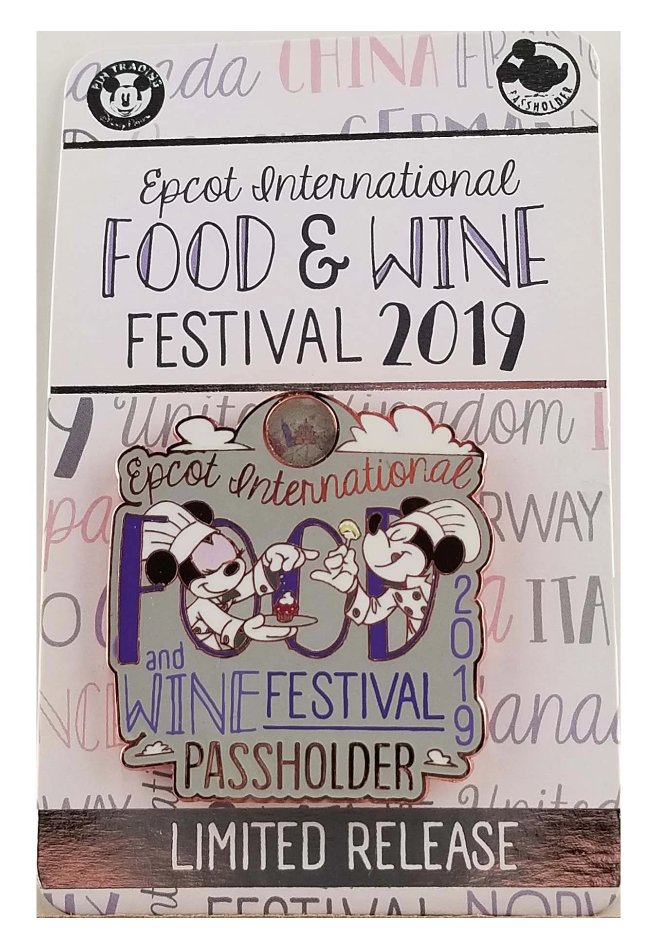 item Disney Pin - Mickey & Minnie Mouse - Epcot Food & Wine Festival 2019 Logo - Passholder 137184 2