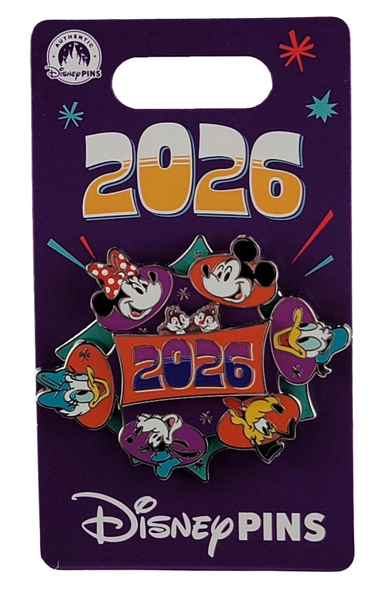 products Disney Pin - Dated 2026 - Mickey Mouse and Friends - Minnie, Donald, Daisy, Goofy and Pluto - Spinner