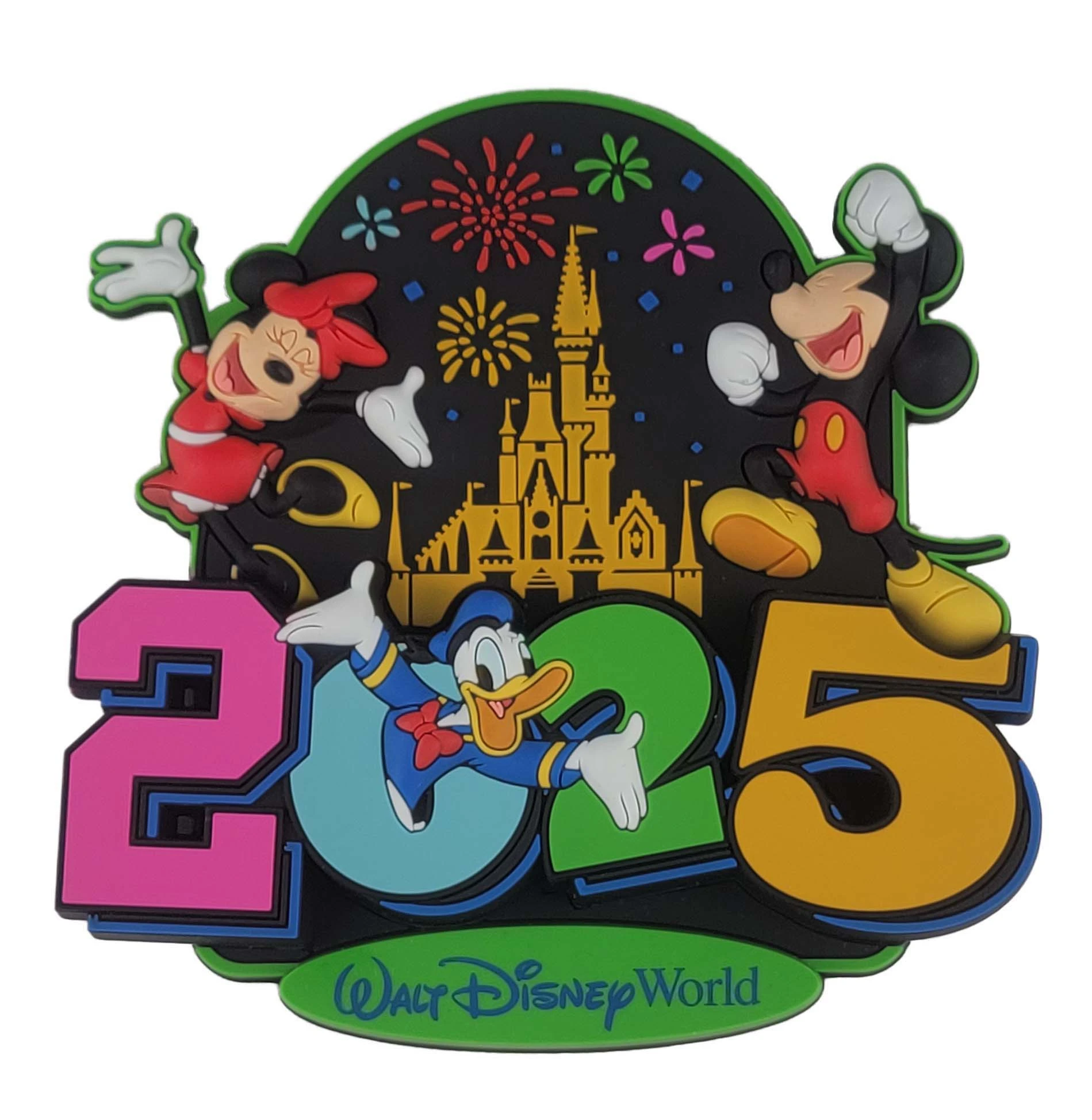 products Disney Parks Magnet - Dated 2025 - Walt Disney World - Four Parks - Mickey Mouse, Minnie, & Donald
