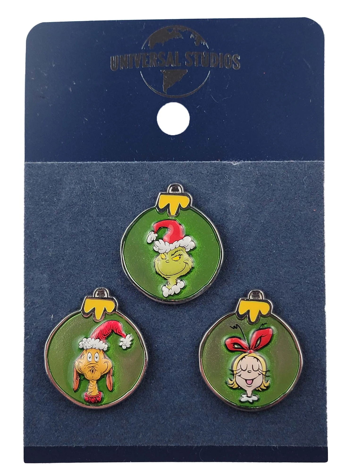 products Universal Studios - Dr. Seuss - How the Grinch Stole Christmas - Ornaments - Grinch, Max, and Cindy Lou Who - 3 Pin Set