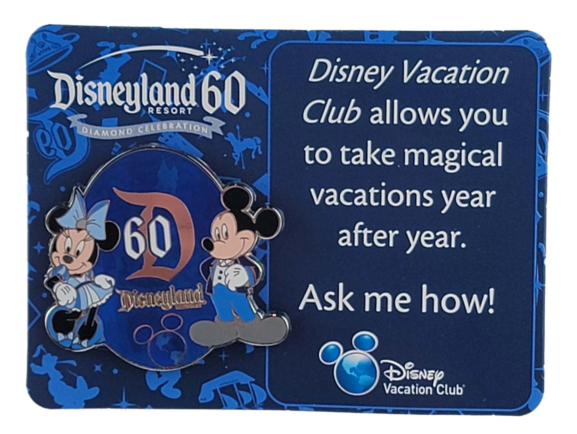 item Disney Pin - Disneyland Resort - DLR - 60th Anniversary - Mickey and Minnie Mouse - Disney Vacation Club Promotion 112180