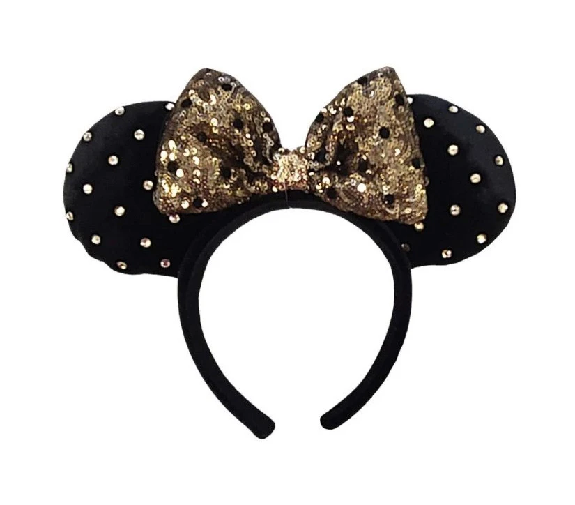 item Disney Parks - Minnie Mouse Ears Headband - Black And Gold Bling Black And Gold Bling