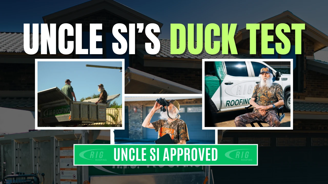 Can YOUR roof pass the Duck Test? Uncle Si says if water doesn’t roll off like a duck, you’ve got a problem. This R.I.G. Roofing installation passed with flying feathers. Can Yours?

Requ...
