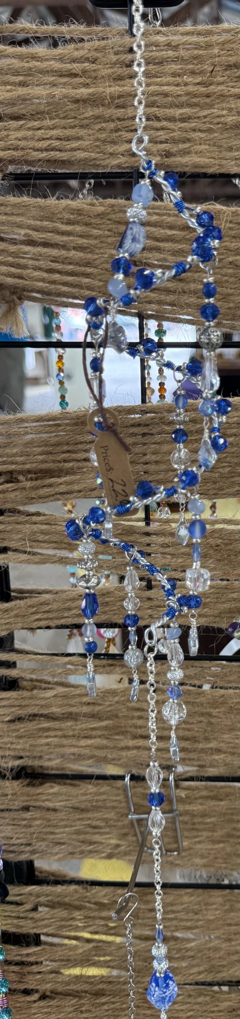 products Spiral Suncatchers, handcrafted, blue glass beads
