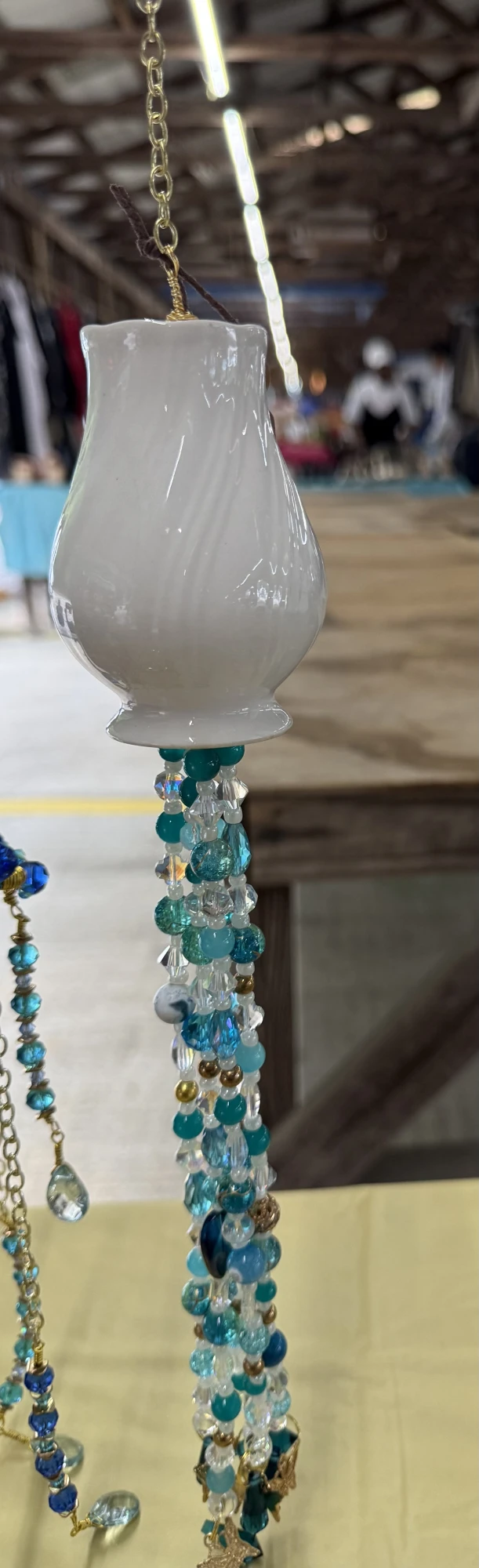 item white porcelain shaker aqua glass beads upcycled Suncatcher IMG_4307.webp