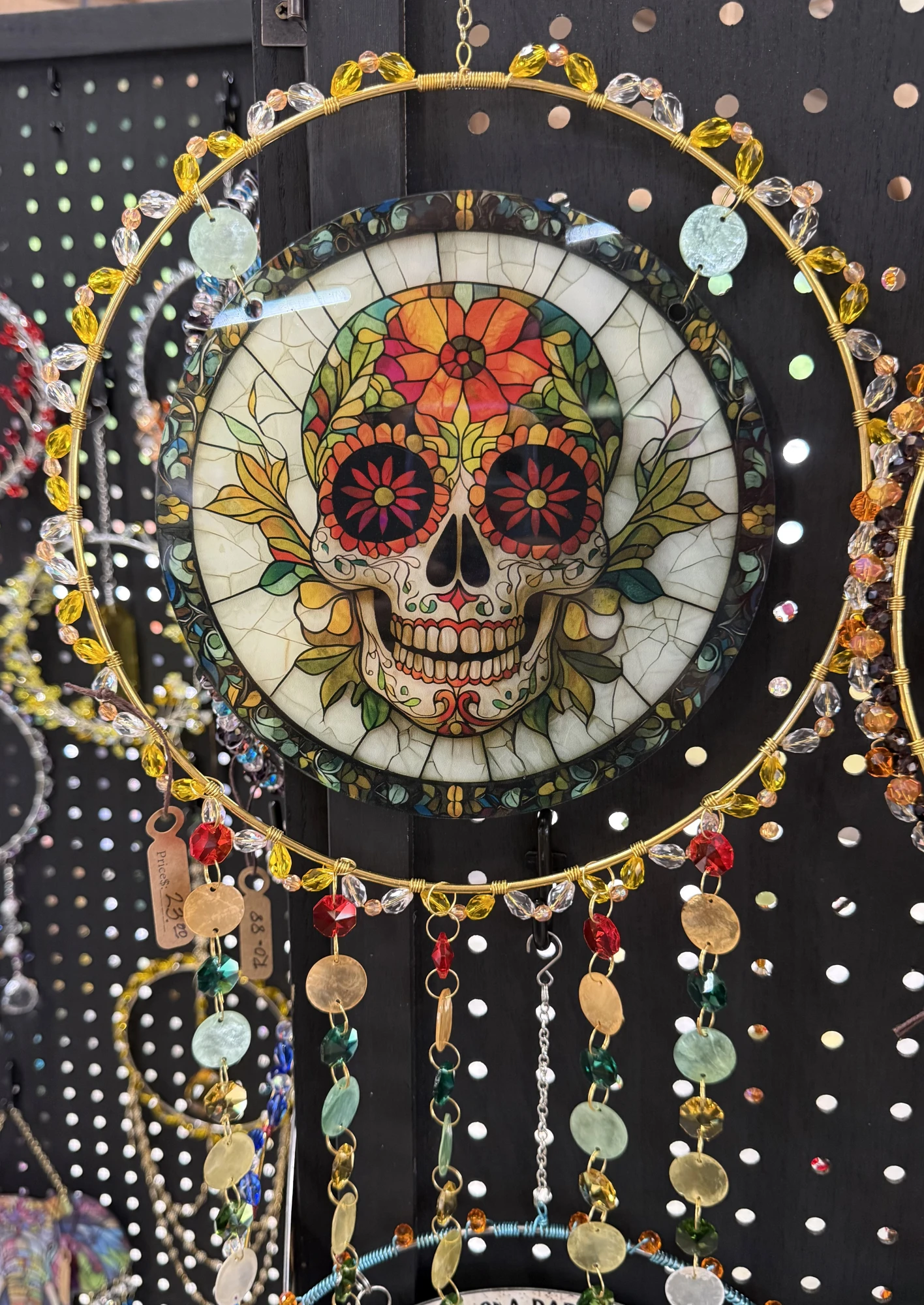item Acrylic Suncatcher with glass beads SKULL IMG_4340.webp