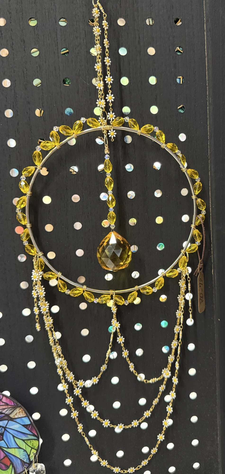 item Suncatcher, yellow glass beads, daisy chain IMG_4335.webp
