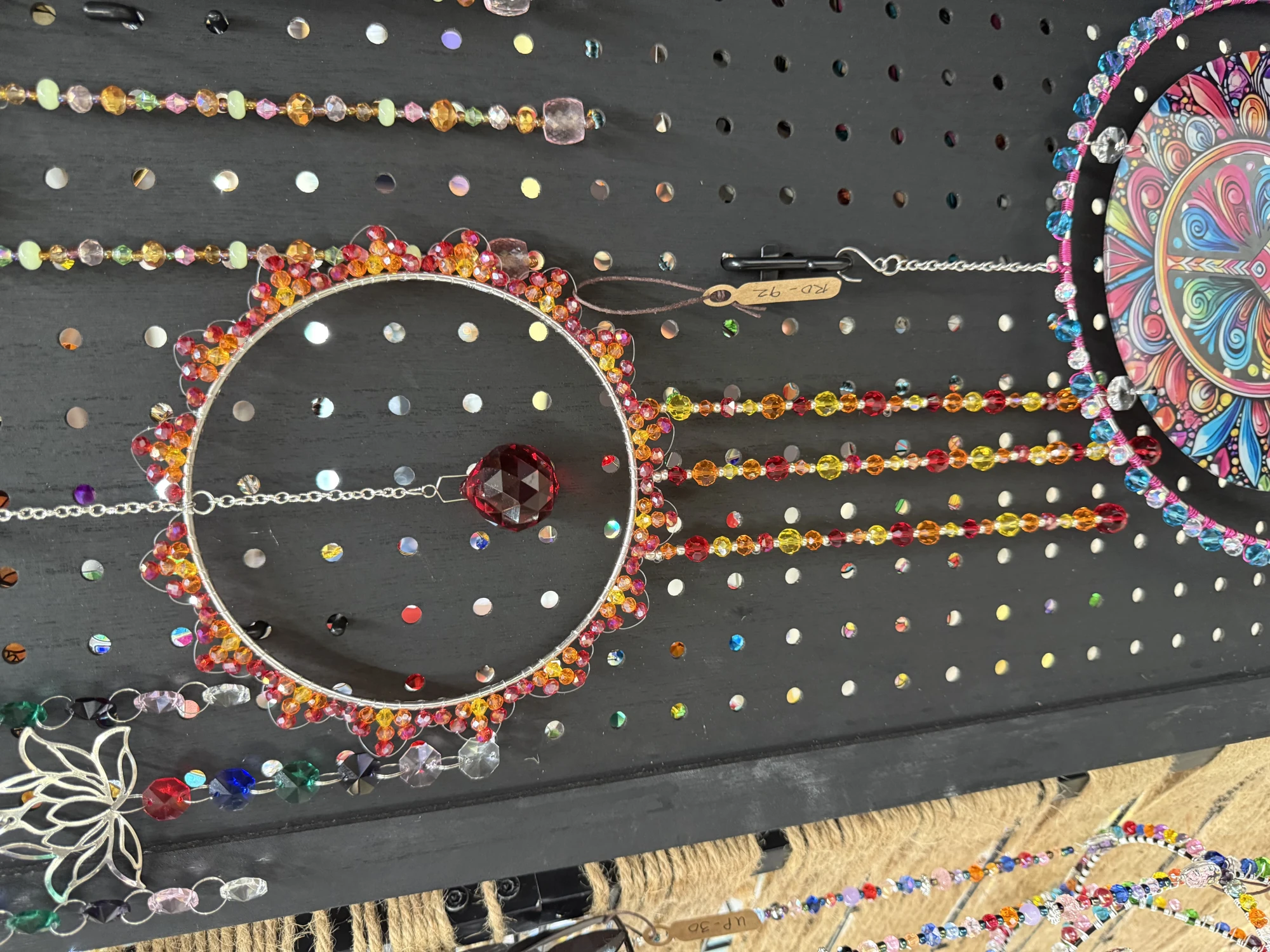 item Sunburst suncatcher red orange yellow glass beads IMG_4390.webp