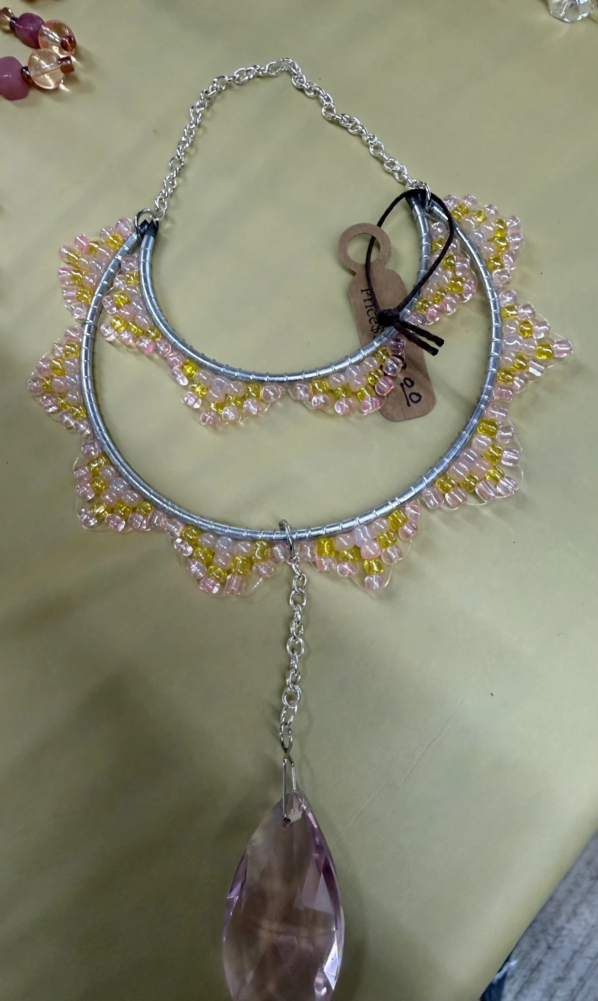item Suncatcher, sunburst half moon, pink, yellow IMG_4321.webp
