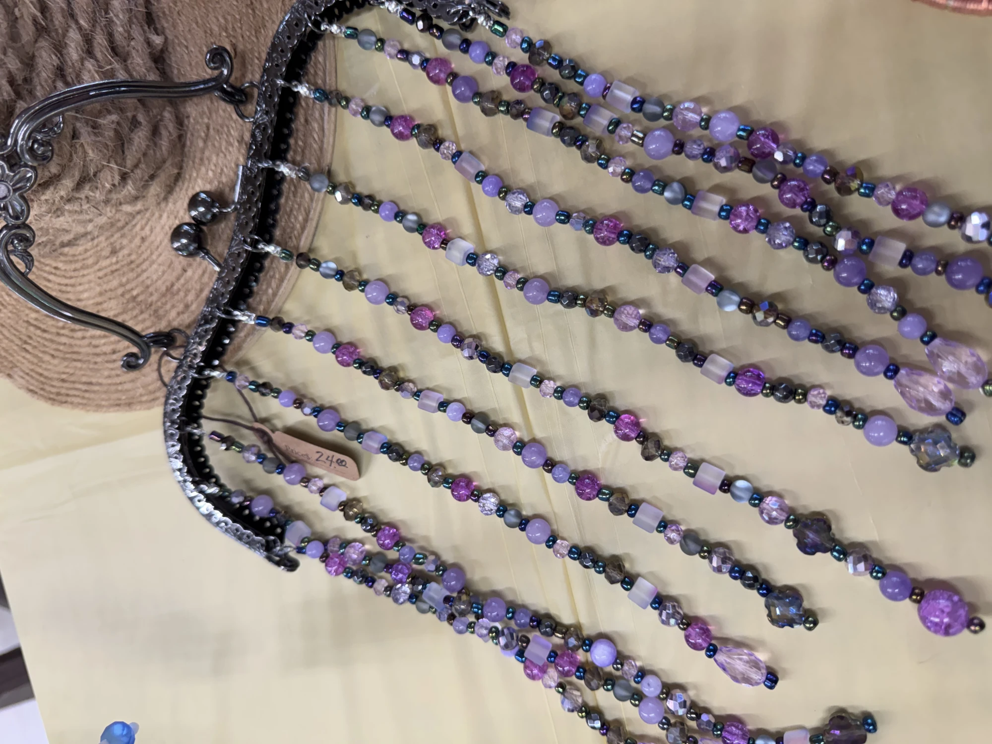 item Purse handle Suncatcher purple glass beads gunmetal handle IMG_4316.webp