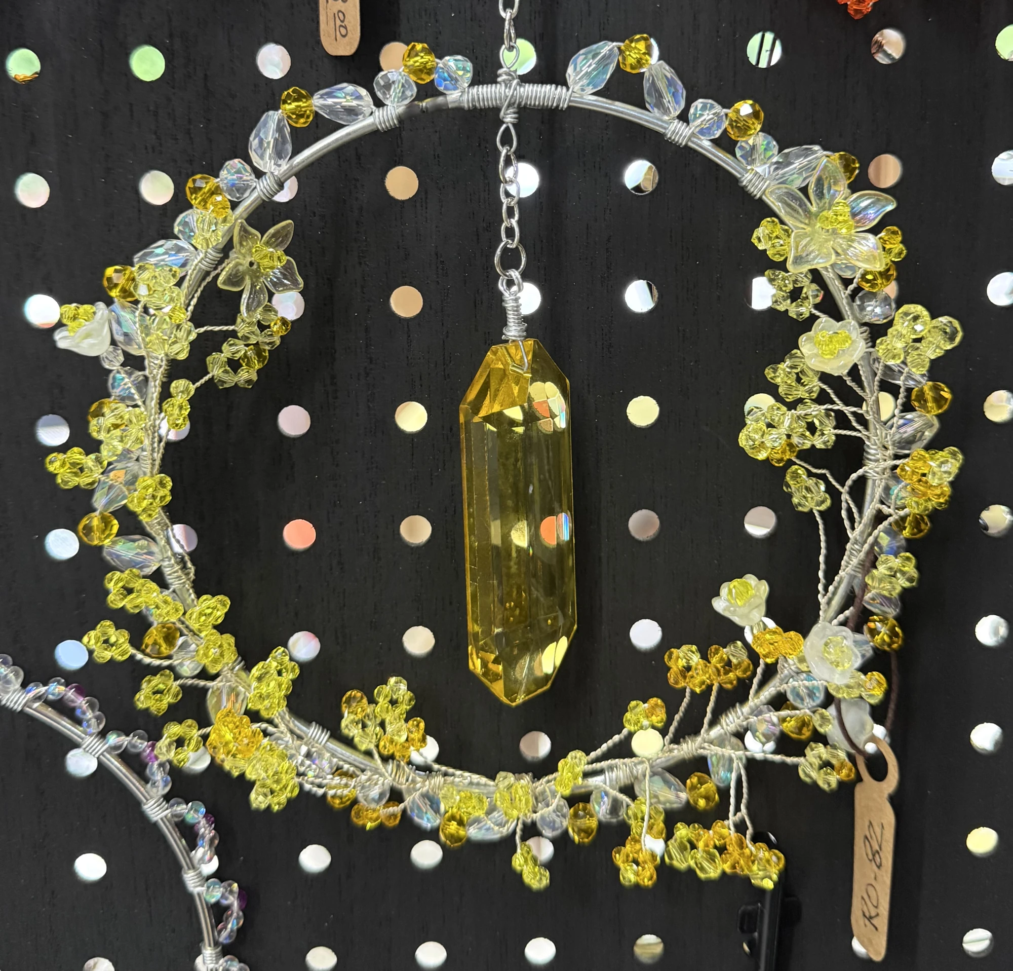 item Suncatcher handcrafted glass - acrylic flowers yellow IMG_4333.webp