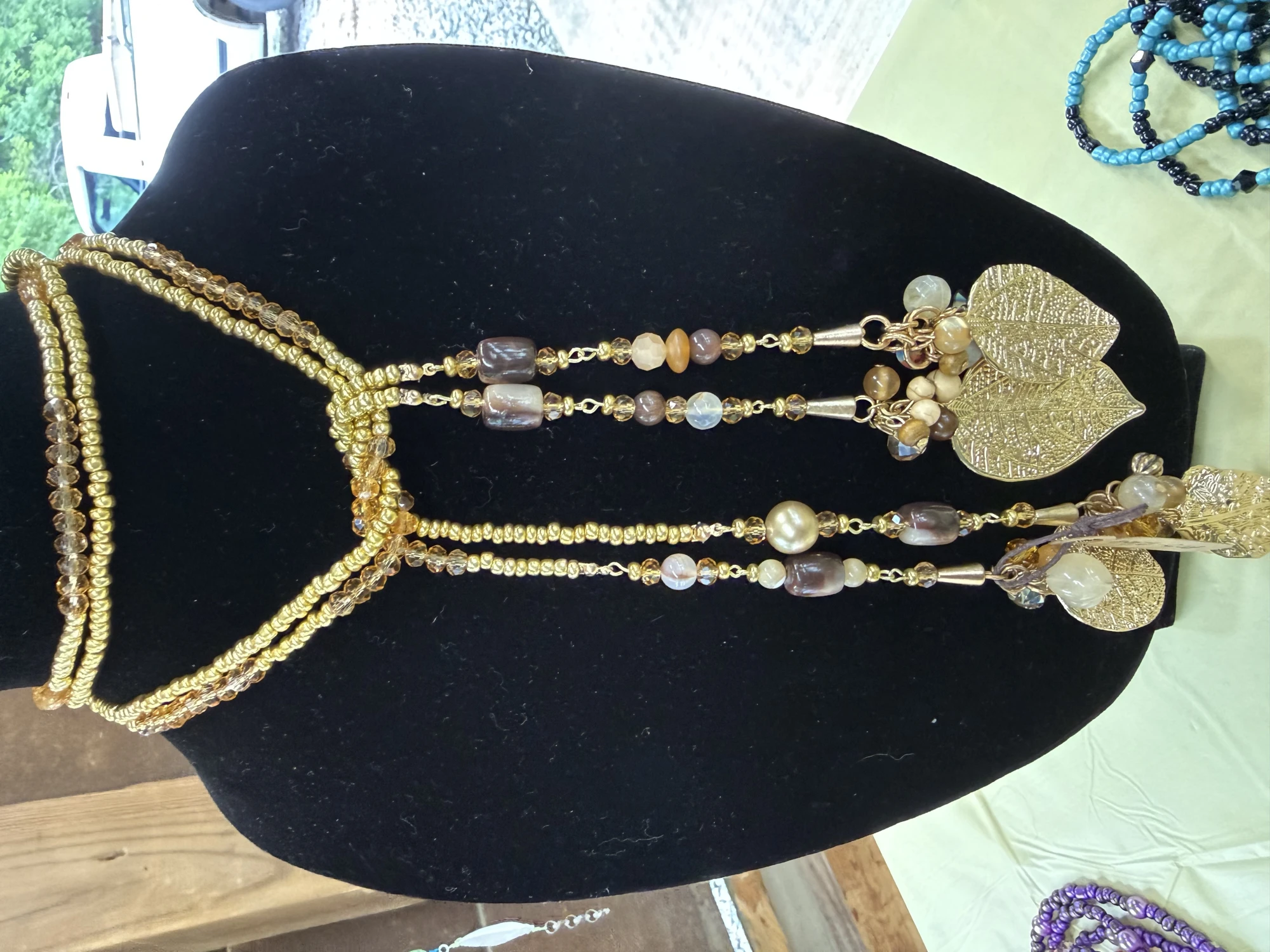 item Necklace 2 strand knot gold leaf IMG_4302.webp