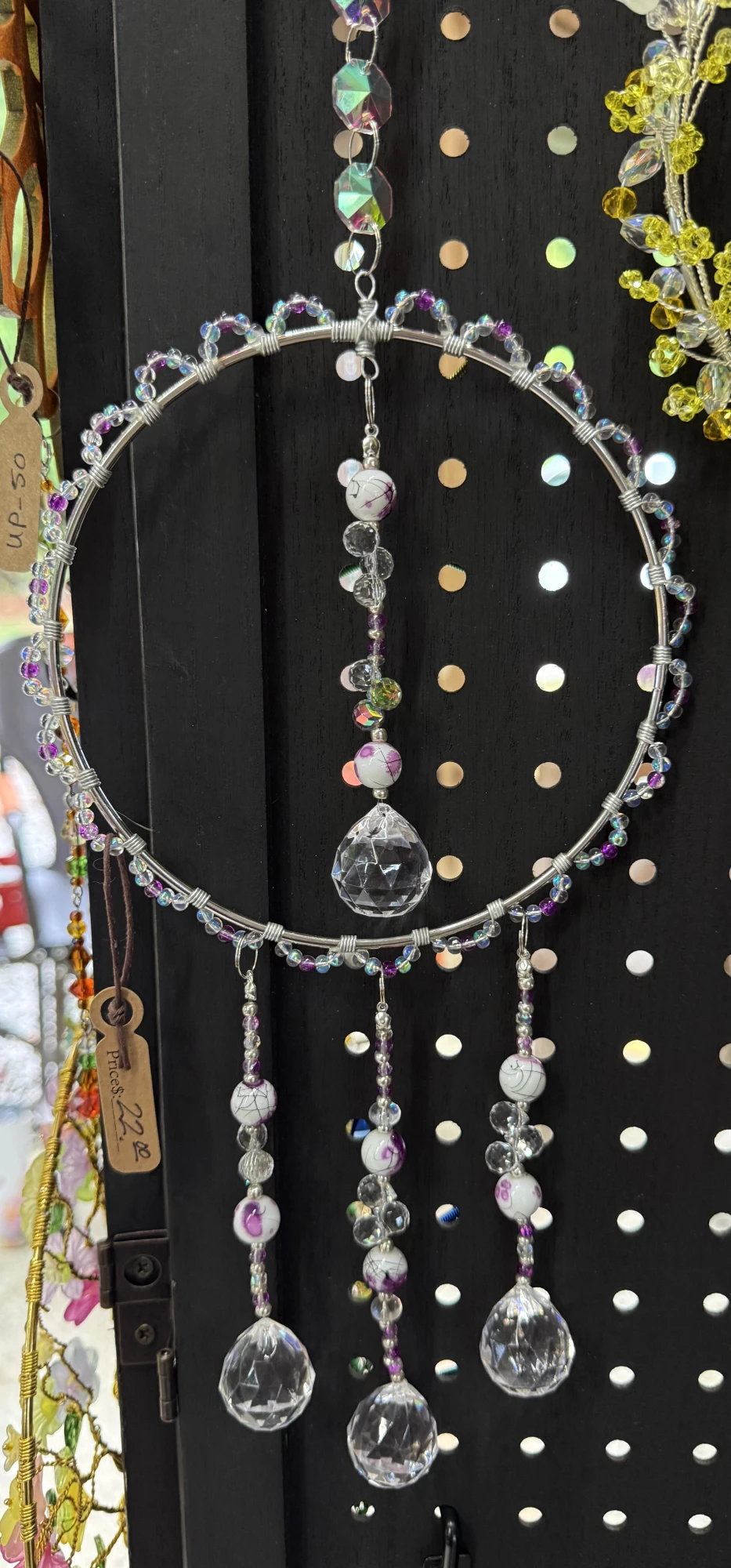 item Suncatcher, purple, clear glass beads IMG_4334.webp