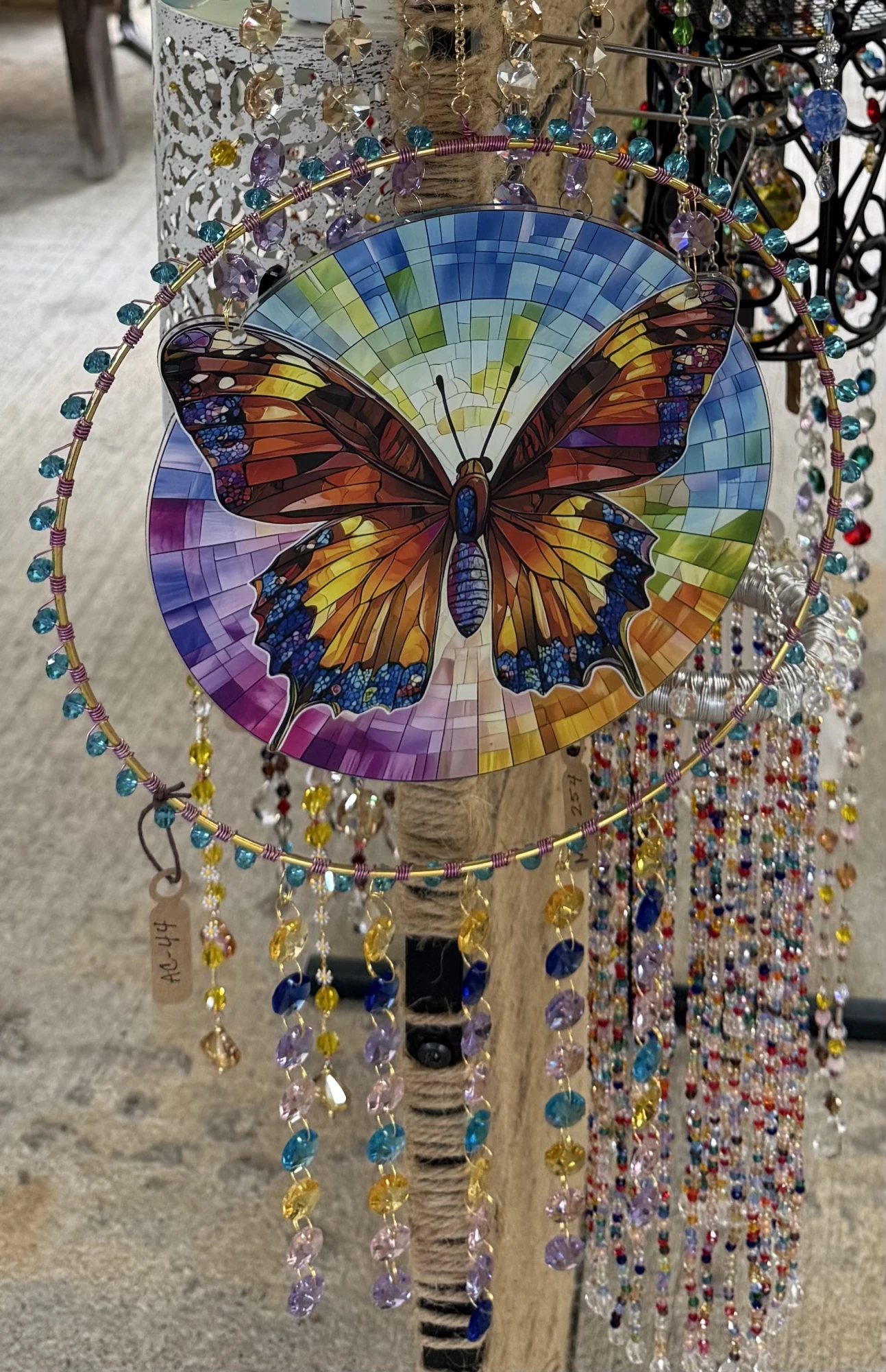 item Acrylic Suncatcher with glass beads BUTTERFLY IMG_4355.webp